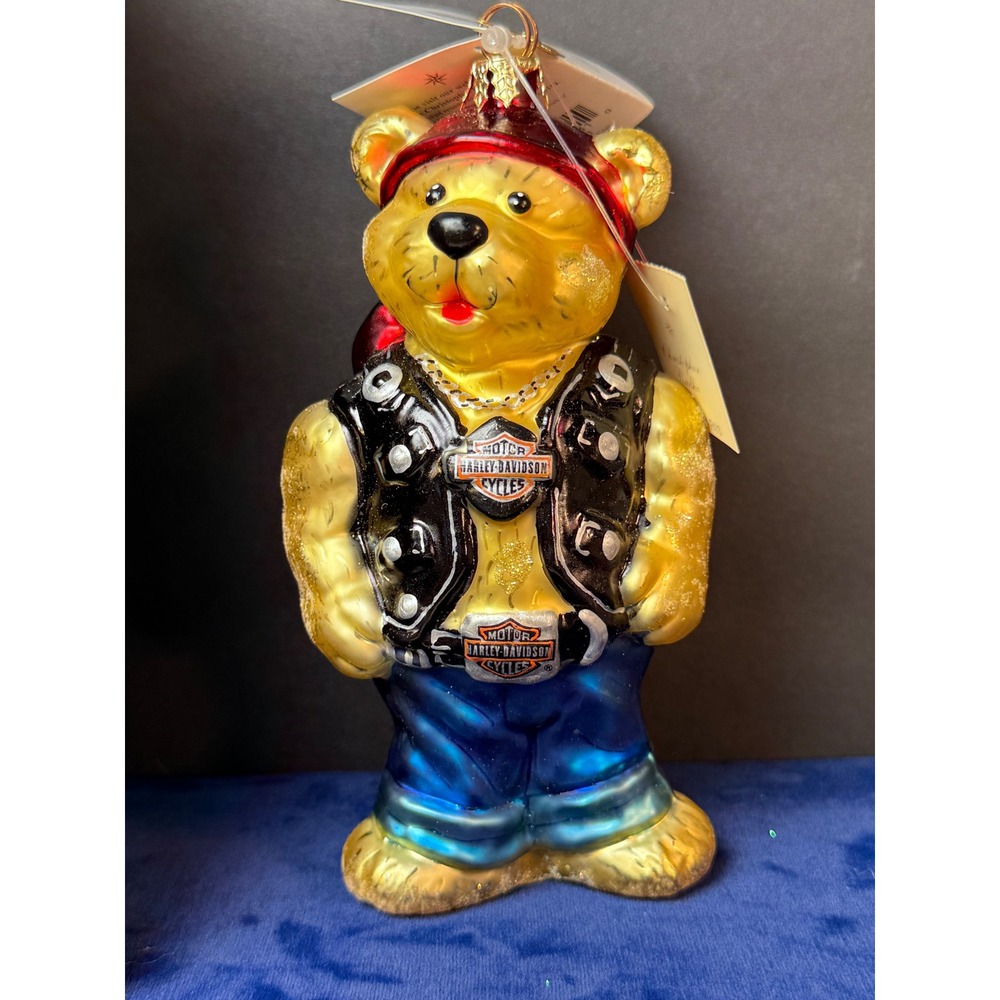 Christopher Radko Harley Davidson Bear Ornament Motorcycle Biker Teddy - Picture 2 of 11